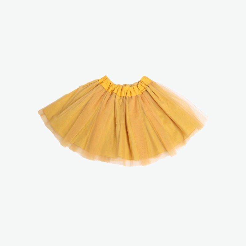 캐리마켓 -  [티아치바니키즈] Mesh overlay twirl skirt (Yellow) 4Y-8Y