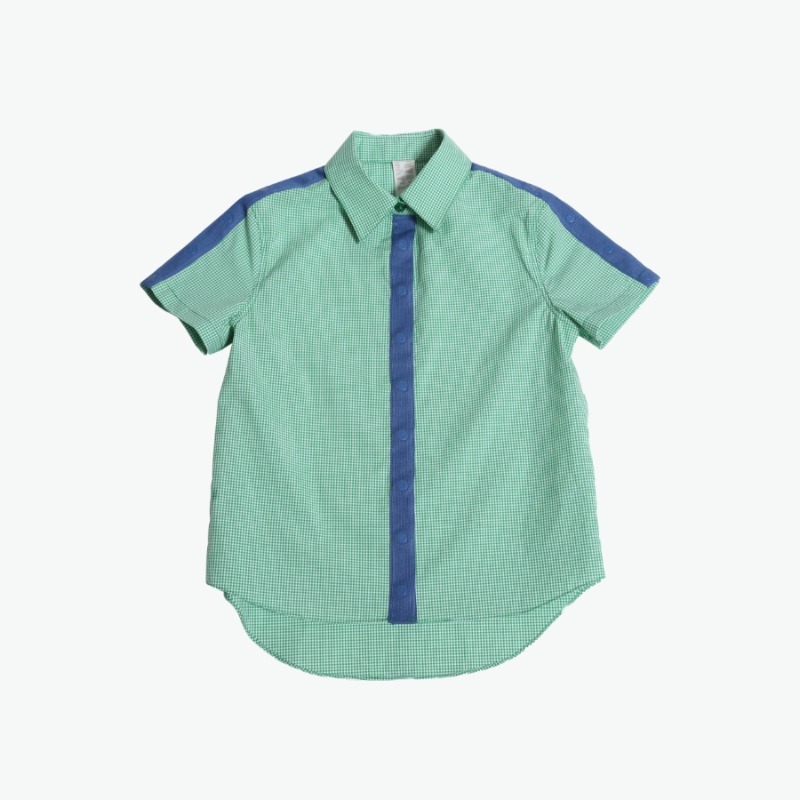 캐리마켓 -  [티아치바니키즈] Multi snap classic short sleeve shirt (Emerald Green) 4Y-8Y