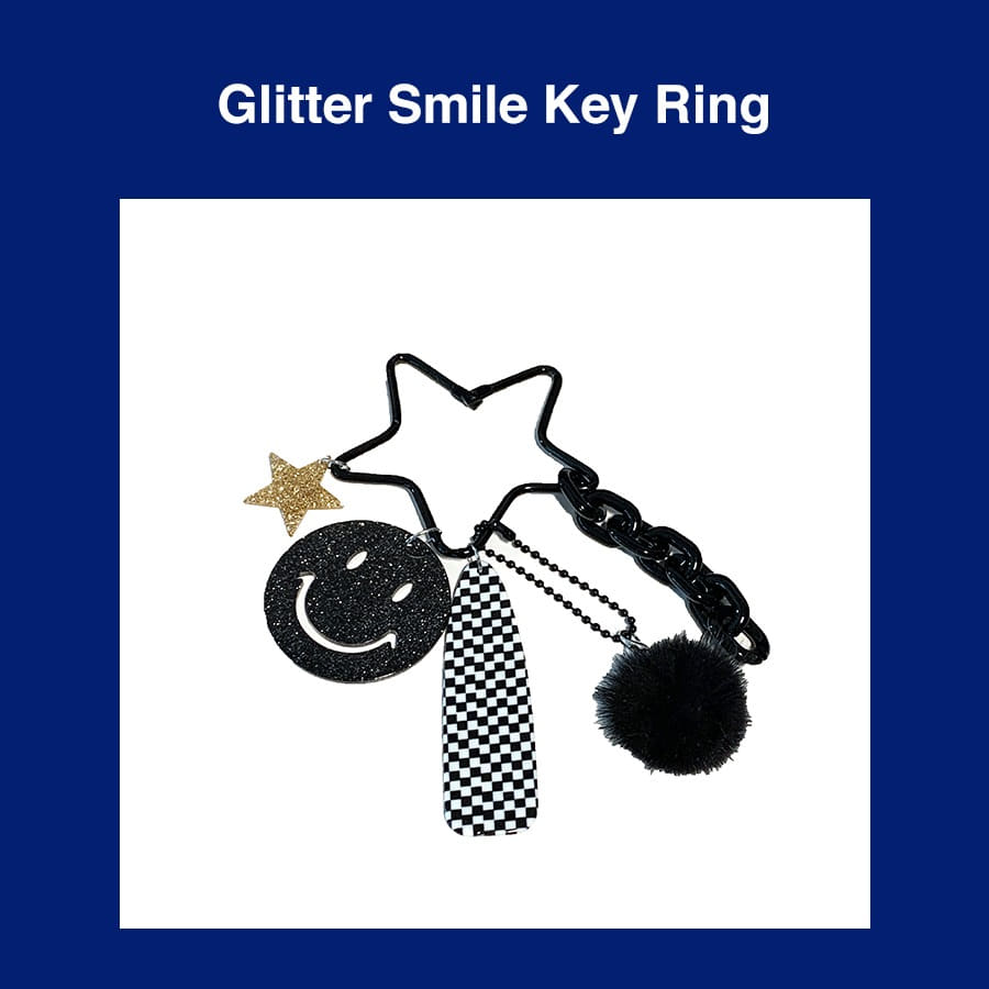 캐리마켓 -  [Penny and Koko] Glitter Smile Key Ring (Black)
