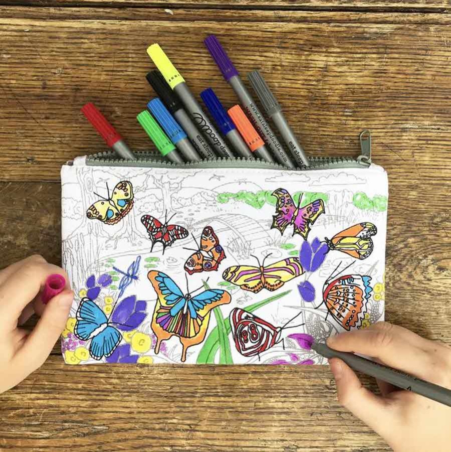 캐리마켓 -  [잇슬립두들] butterfly pencil case - colour in &amp; learn