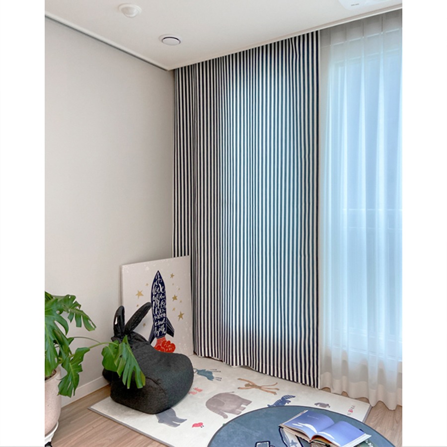 캐리마켓 -  [드로잉에이미] Stripe small gray curtain