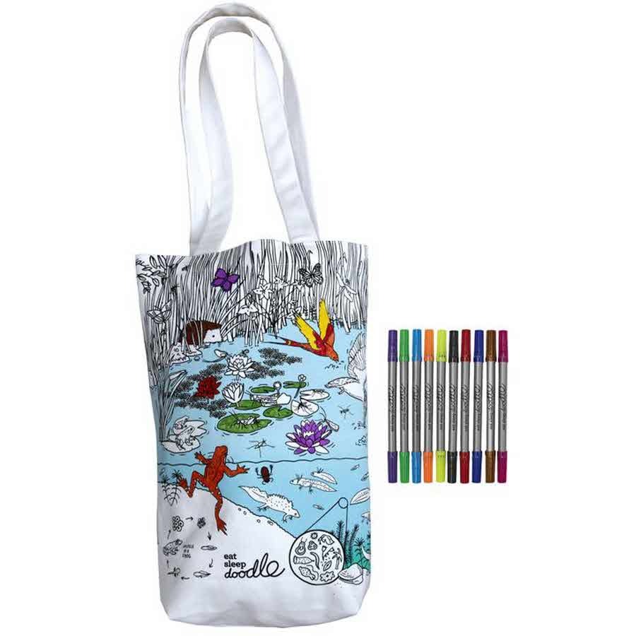 캐리마켓 -  [잇슬립두들] colour &amp; carry pond life tote bag