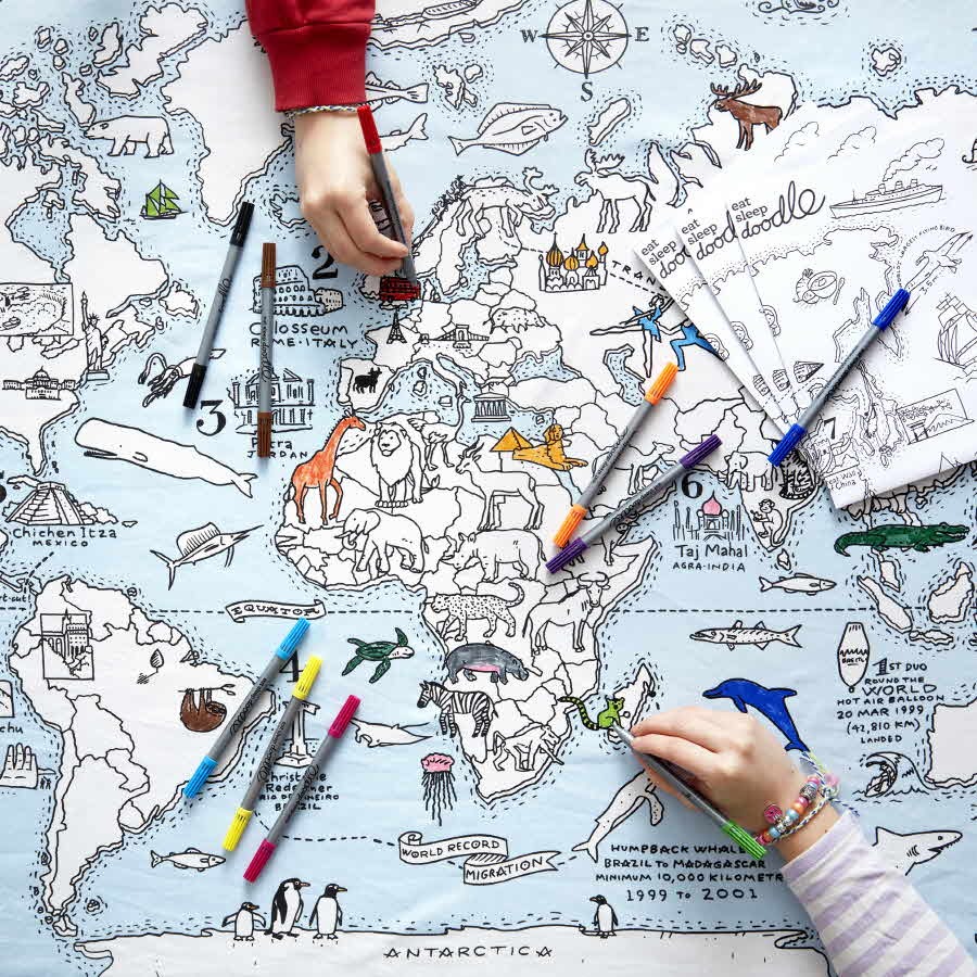 캐리마켓 -  [잇슬립두들] world map tablecloth - colour in &amp; learn