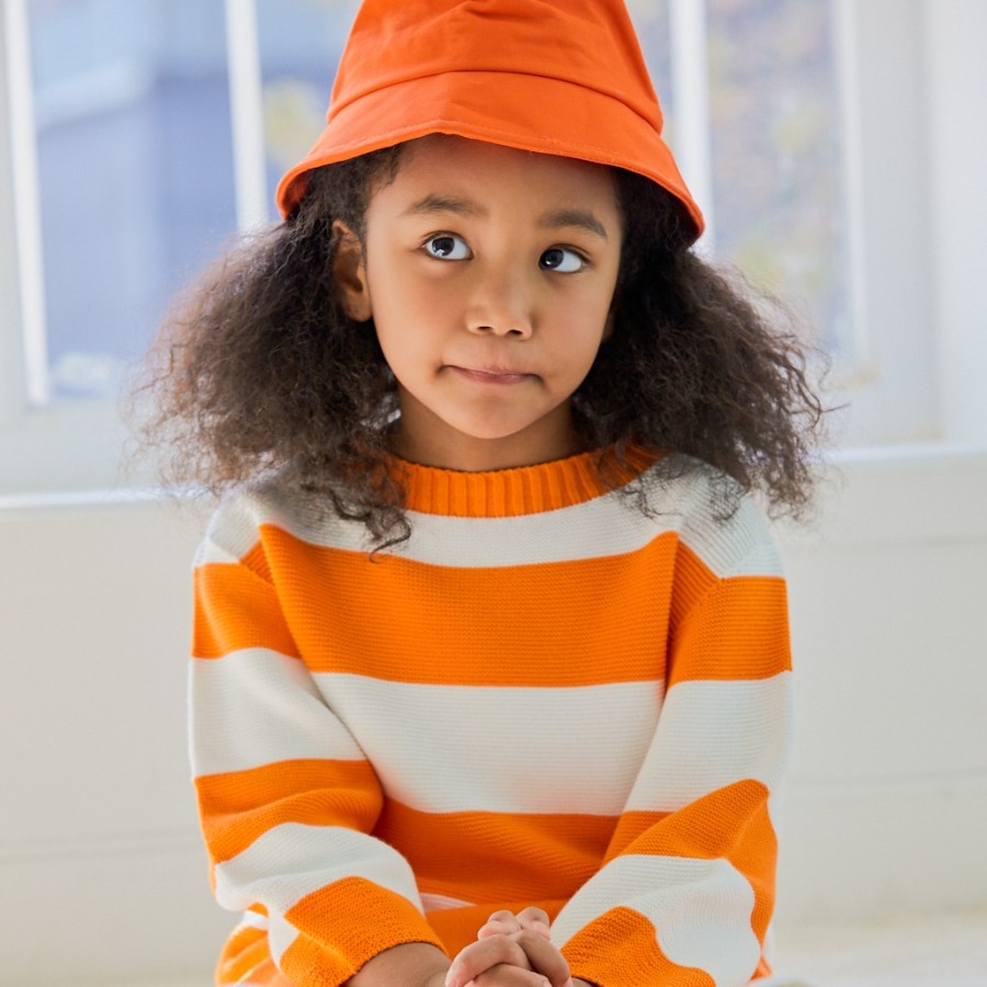 캐리마켓 -  [스킨세컨드] SKIN2ND Wholegarment Stripe Pullover Orange (오렌지 풀오버)