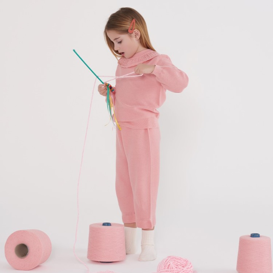 캐리마켓 -  [스킨세컨드] SKIN2ND Bib Sweater Setup Pink 상하의 세트