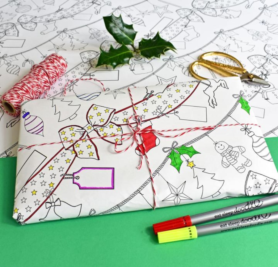 캐리마켓 -  [잇슬립두들] colour in Christmas wrapping paper (3 sheets)