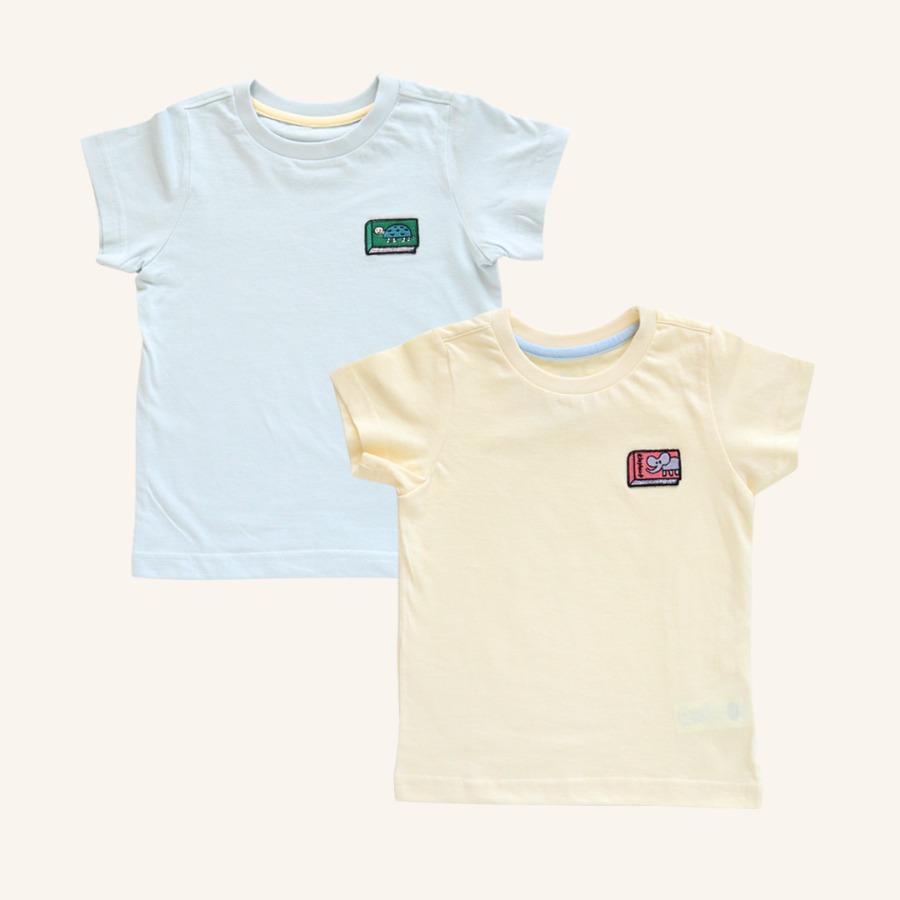 캐리마켓 -  [꼬까참새] [반팔] 코끼리&amp;거북이 와펜 티셔츠