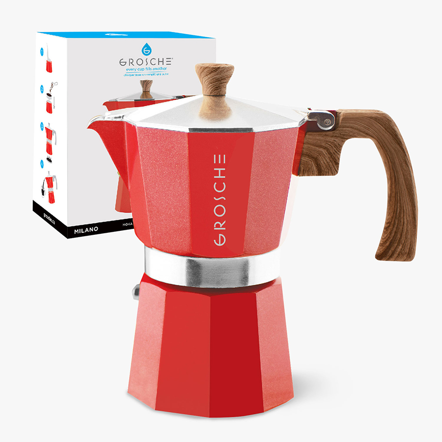 캐리마켓 -  [그로쉬] 밀라노 모카포트 6컵 레드 에스프레소 커피 메이커