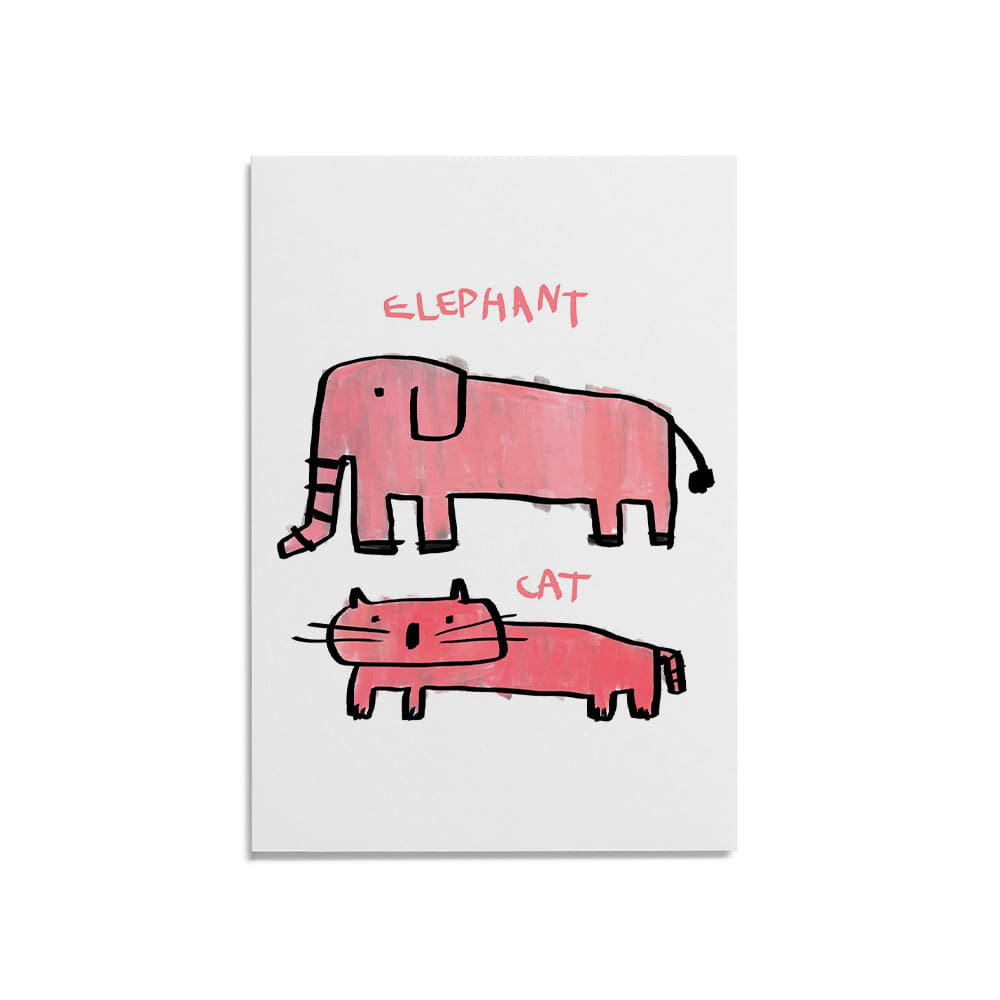 캐리마켓 -  [드로잉페이퍼] 엽서 - 코끼리고양이