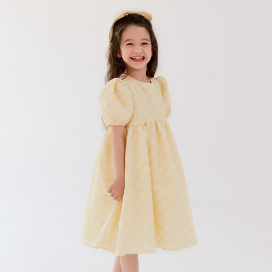 캐리마켓 -  [라라풀] Yellow heart jacquard dress