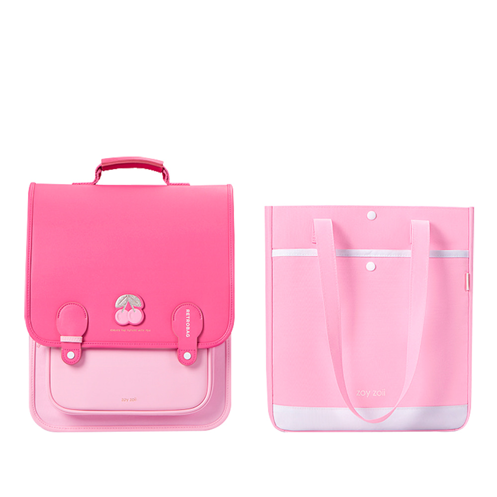 캐리마켓 -  [ZOYZOII] 스쿨 레트로 핑크체리 세트(백팩+보조가방)