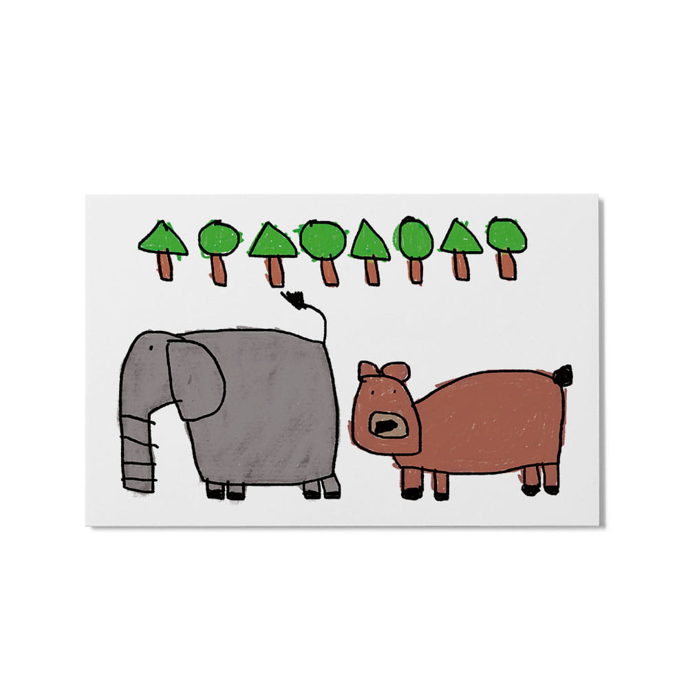 캐리마켓 -  [드로잉페이퍼] 엽서 - 코끼리와곰