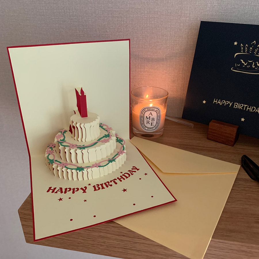 캐리마켓 -  [헤이버터] 생일축하 입체카드 3D 케이크 축하카드