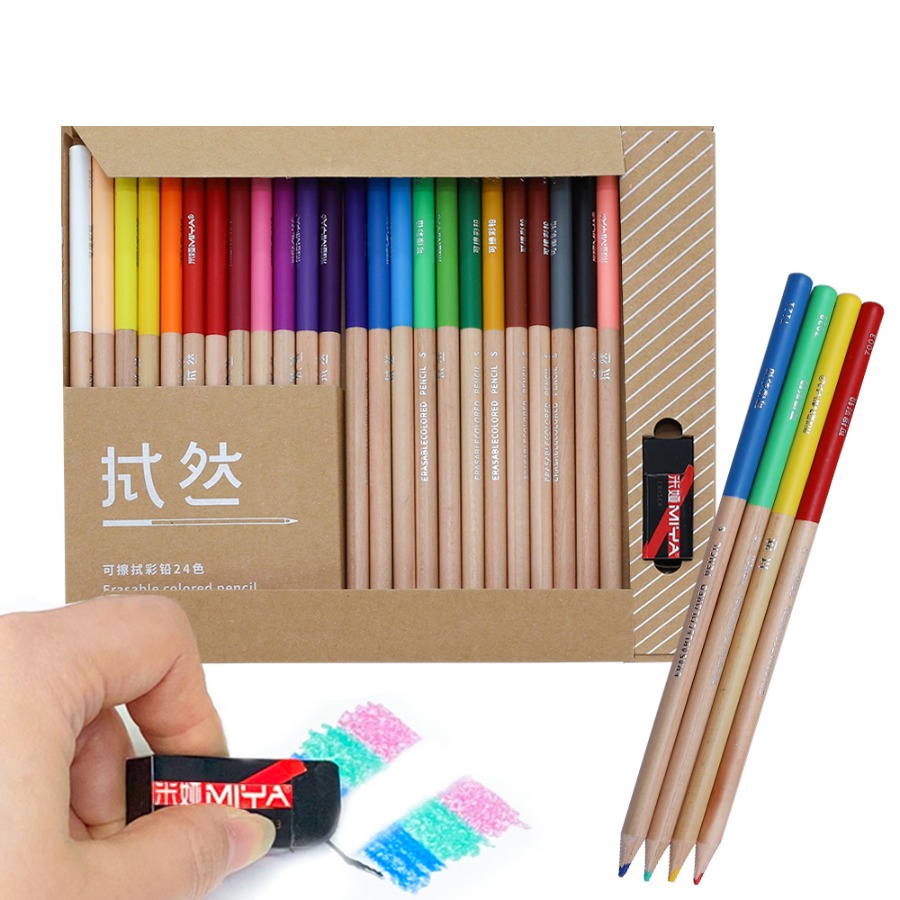 캐리마켓 -  미야 지워지는 색연필 24색 세트 전문가용 지우개 포함