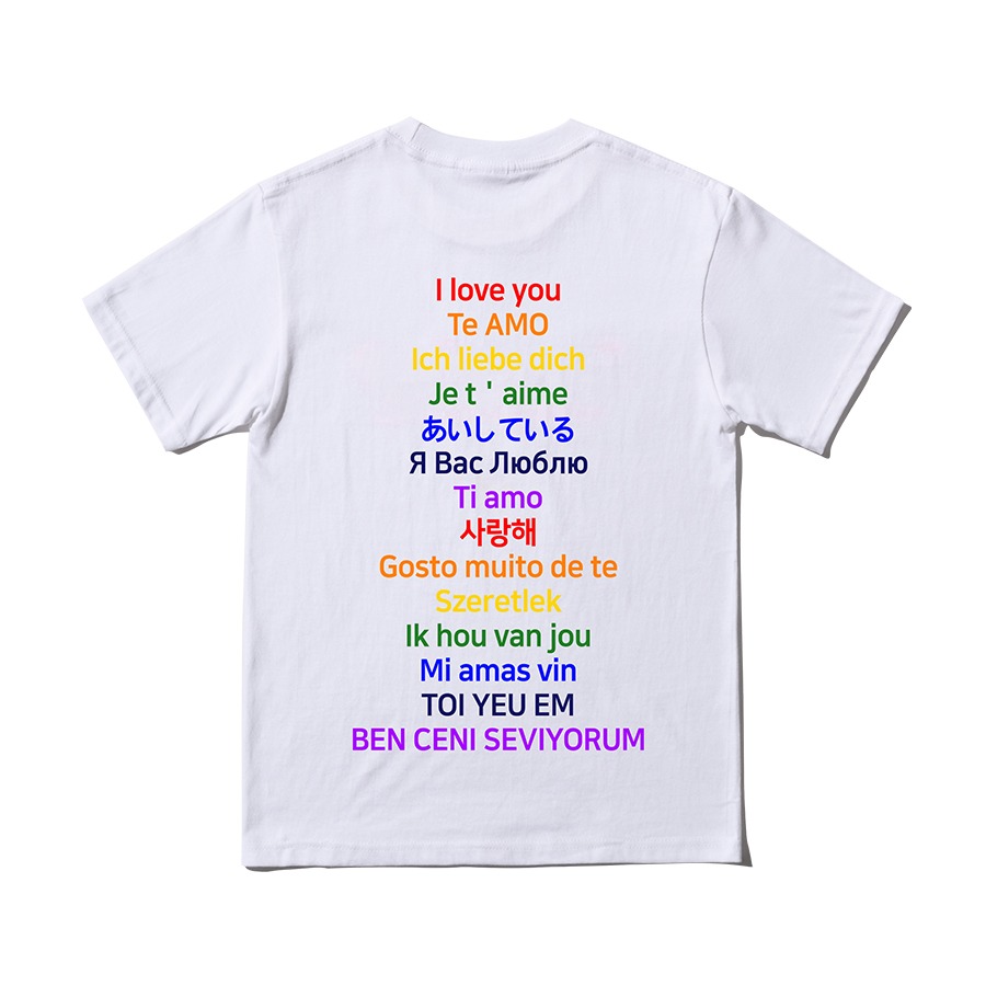 캐리마켓 -  [슈퍼핀] LOVE Language 화이트 크루넥 반팔 티셔츠