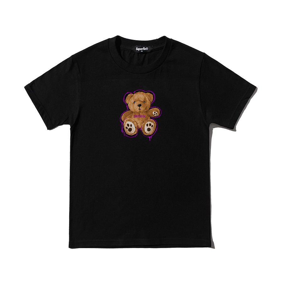 캐리마켓 -  [슈퍼핀] BEAR cover 블랙 크루넥 반팔 티셔츠