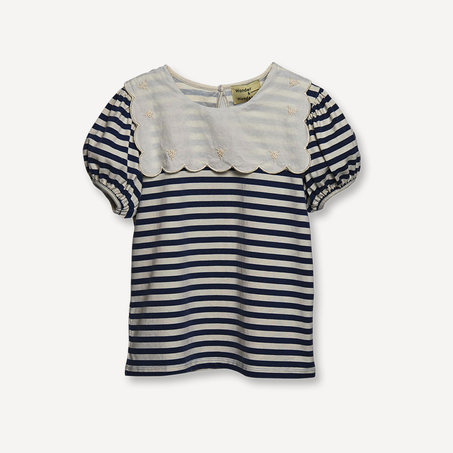 캐리마켓 -  [원더앤원더] Embroidered Stripe Tee navy stripe