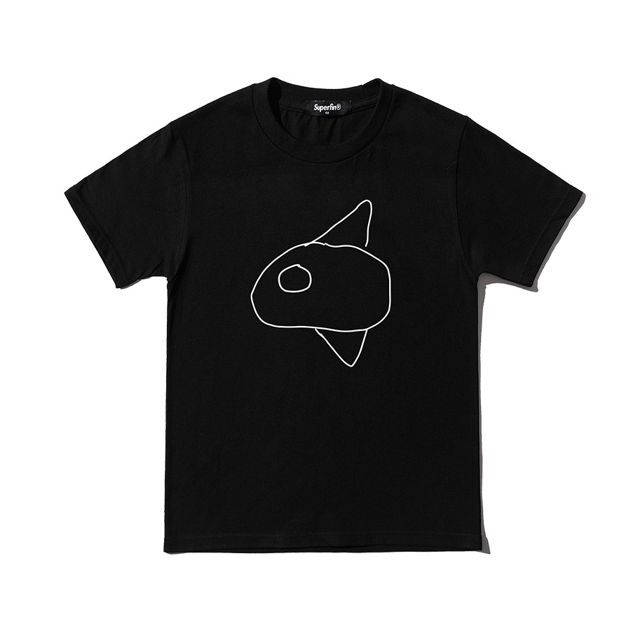 캐리마켓 -  [슈퍼핀] 개복치(Mola mola) 드로잉 크루넥 반팔 티셔츠