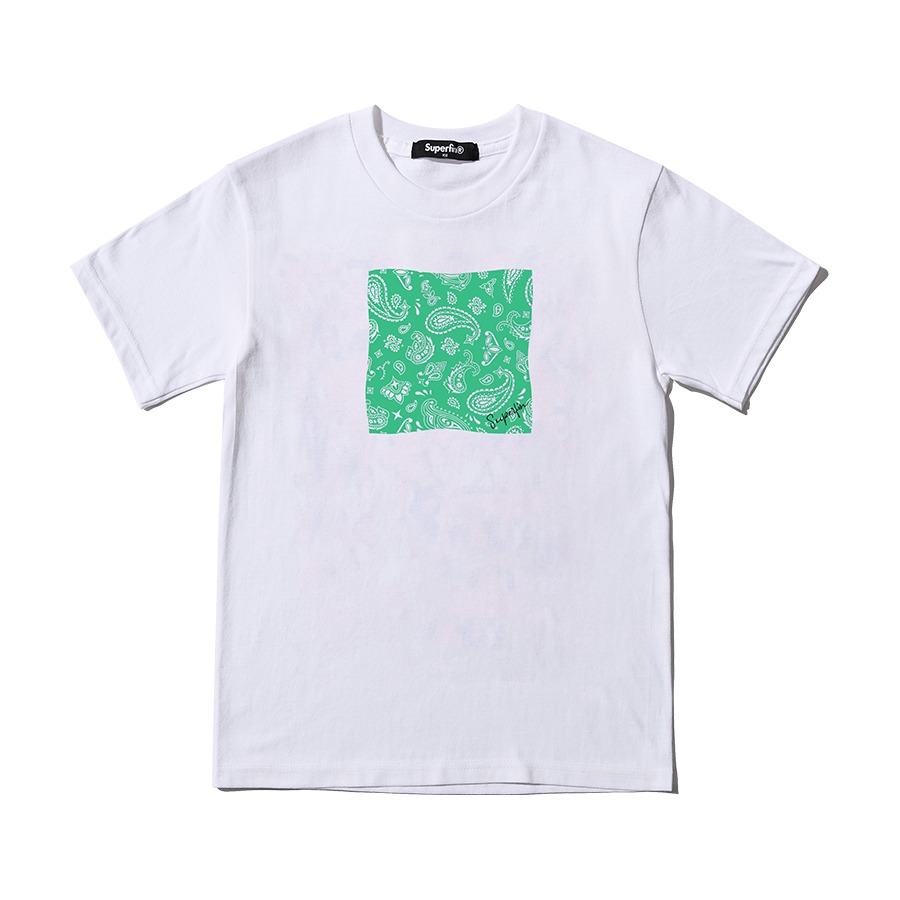 캐리마켓 -  [슈퍼핀] Kashmirprint 민트 크루넥 반팔 티셔츠