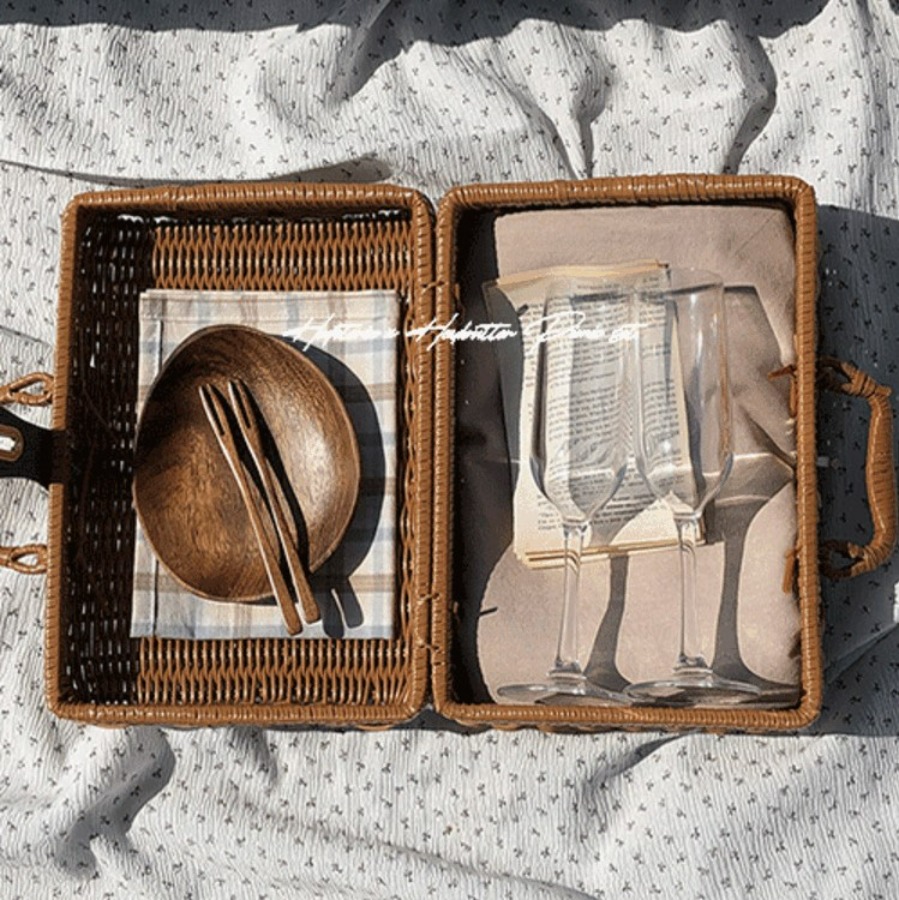 캐리마켓 -  [헤이버터] 피크닉 소품세트 (가방,매트,돗자리,포크,와인잔,그릇)