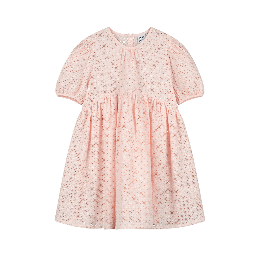 캐리마켓 -  [보러브스] Delicate Pink Embroidered Voluminous Sleeve Tulip Dress