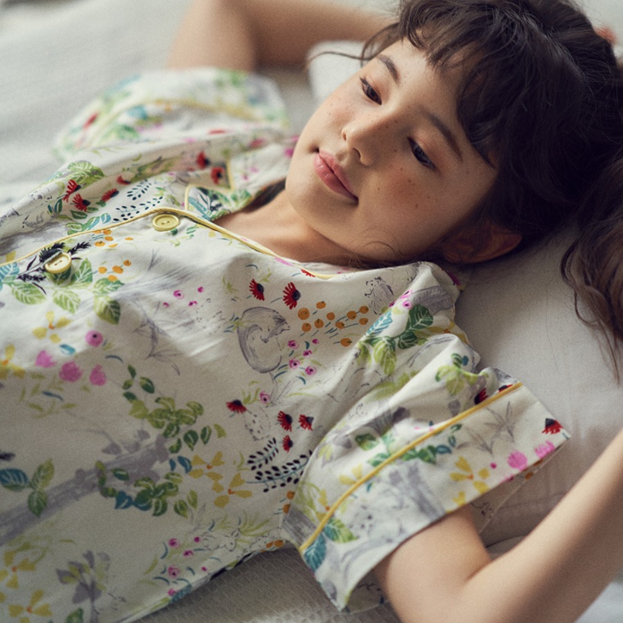 캐리마켓 -  [이루시다] 순면 포레스트 반팔 상하세트 아동 잠옷