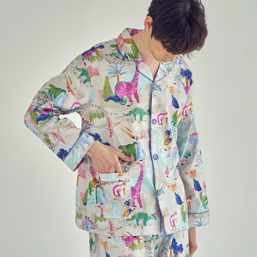 캐리마켓 -  [이루시다] 뉴다이노소어 패턴 긴팔 세트 남성 커플 잠옷