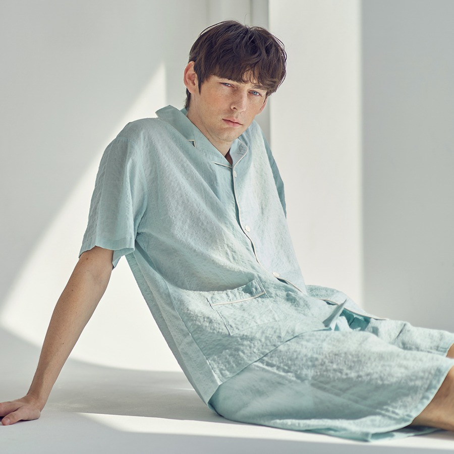 캐리마켓 -  [이루시다] 에메랄드CR 반팔 세트 남성 커플 잠옷