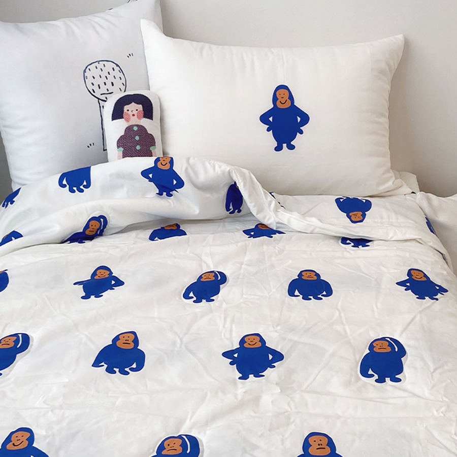 캐리마켓 -  [드로잉에이미] Gorilla blue summer bed comforter set