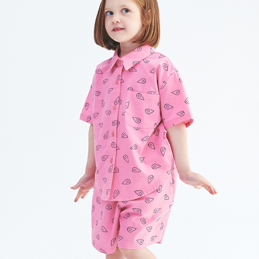 캐리마켓 -  [베베멜로우] 구움 패턴 하프 셔츠 셋업 핑크