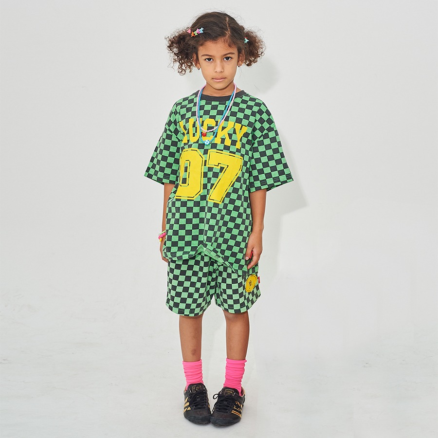 캐리마켓 -  [럭키트라이] Logo Checkered Shorts-Green