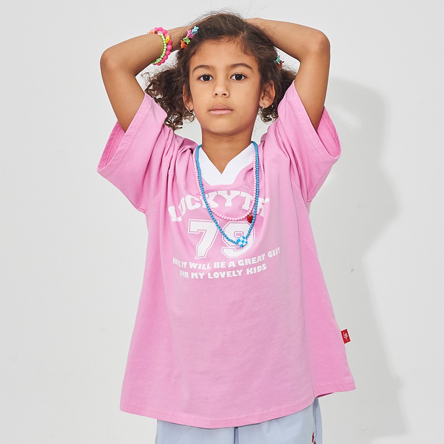 캐리마켓 -  [럭키트라이] 79 V-neck T-shirt -Pink