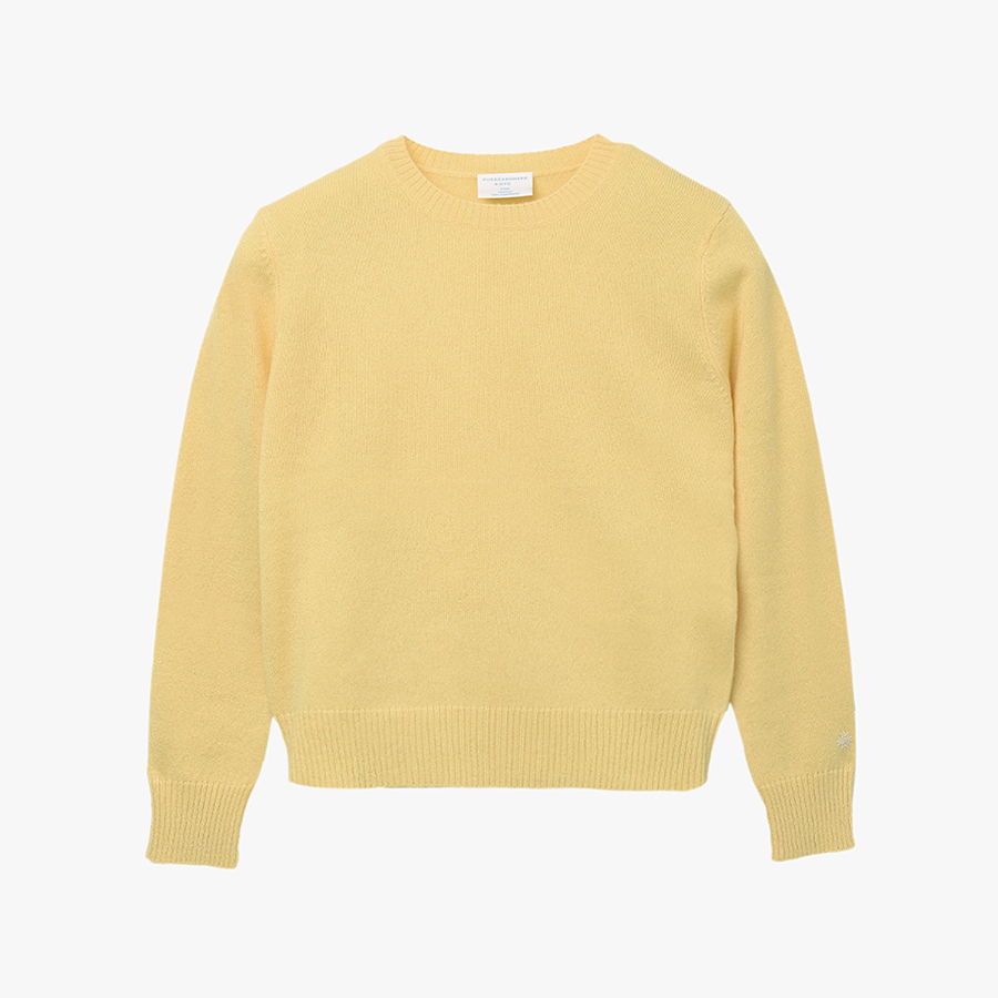 캐리마켓 -  [퓨어캐시미어] Kids Crew Neck Sweater Yellow