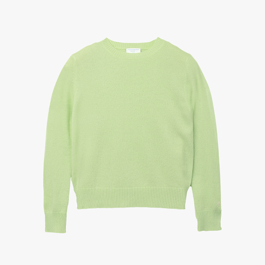 캐리마켓 -  [퓨어캐시미어] Kids Crew Neck Sweater Light Green