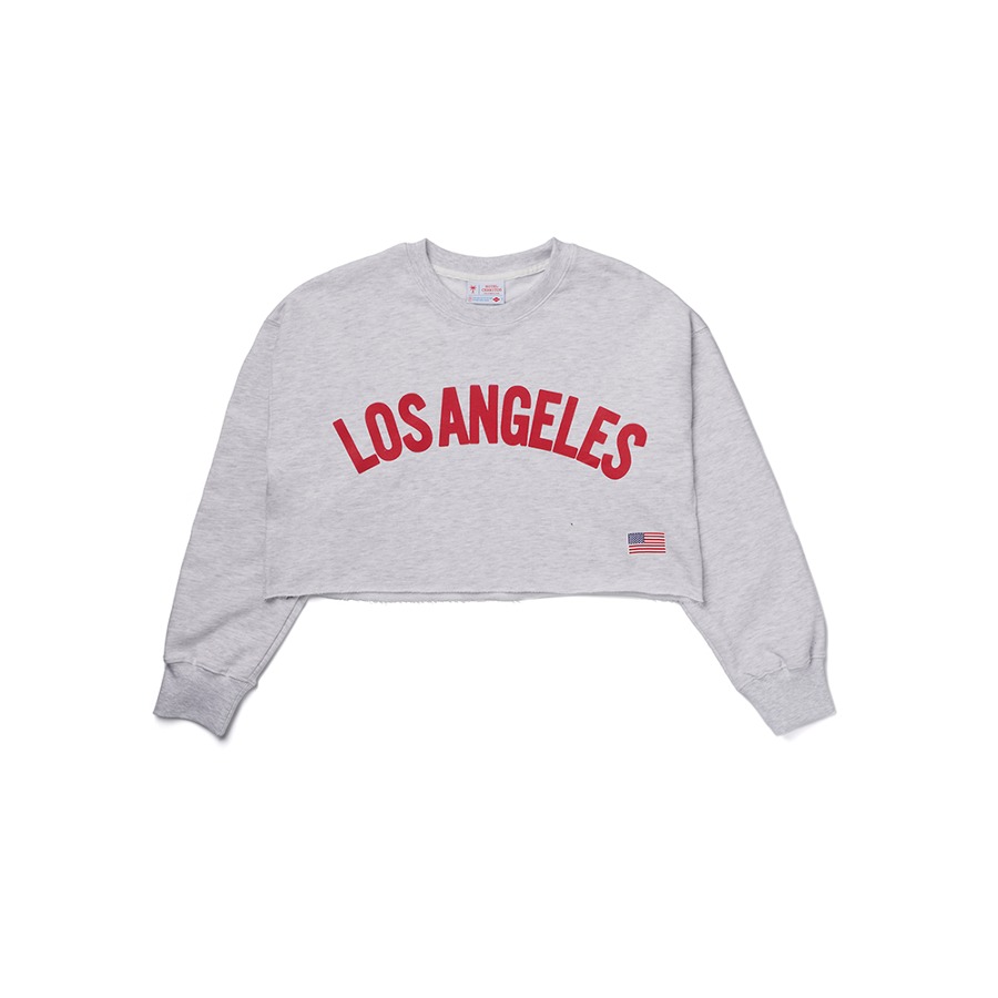 캐리마켓 -  [호텔세리토스] (성인) Los Angeles Crop Sweat-shirt [MelangeGray-Red]