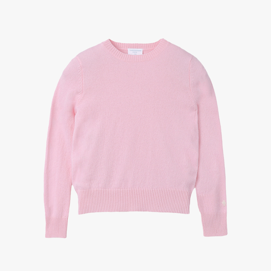캐리마켓 -  [퓨어캐시미어] Kids Crew Neck Sweater Pink Blush