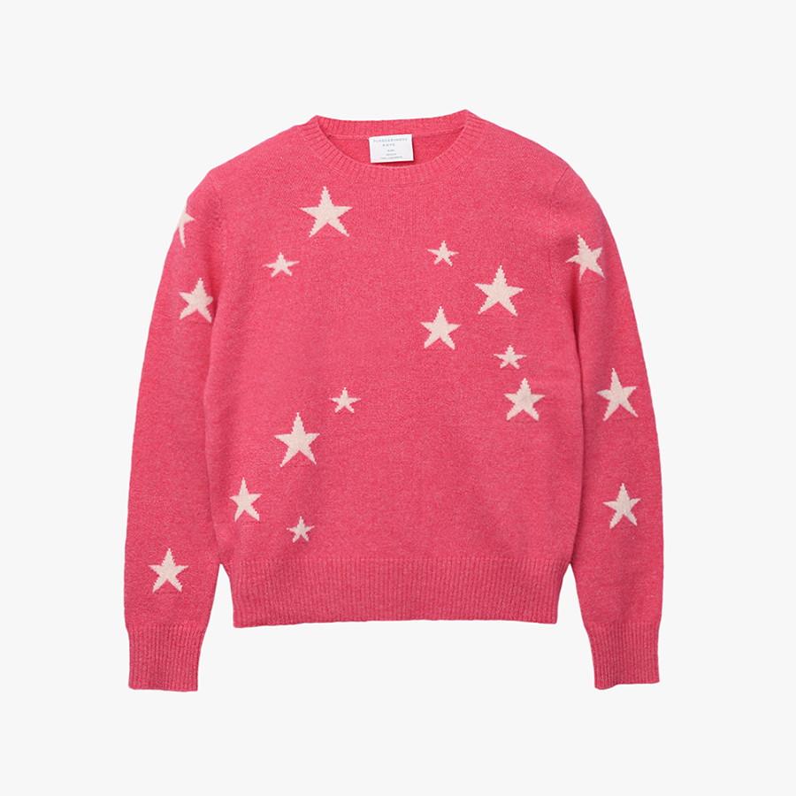 캐리마켓 -  [퓨어캐시미어] Kids Star Jacquard Sweater Strawberry
