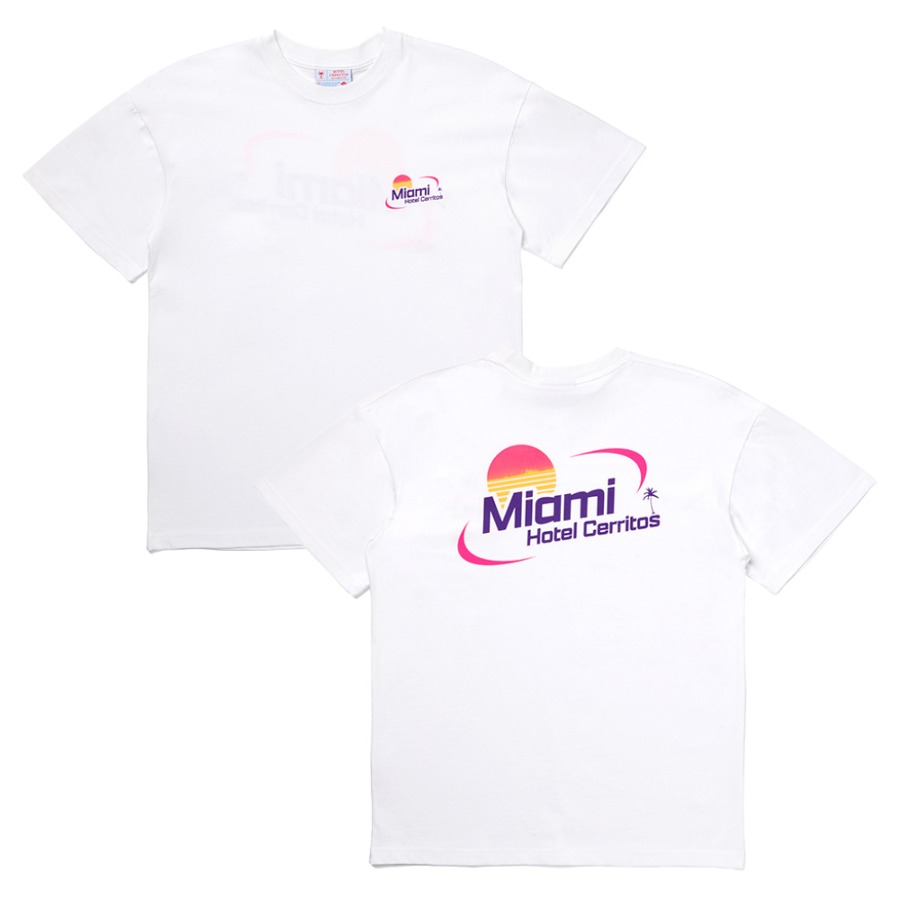 캐리마켓 -  [호텔세리토스] (성인) Miami SunSet T-Shirt [White]