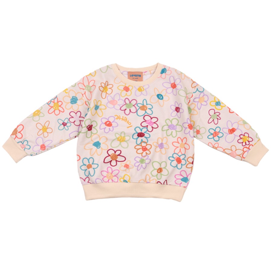 캐리마켓 -  [러브에뜨] Ivory Rainbow Flower Sweatshirt