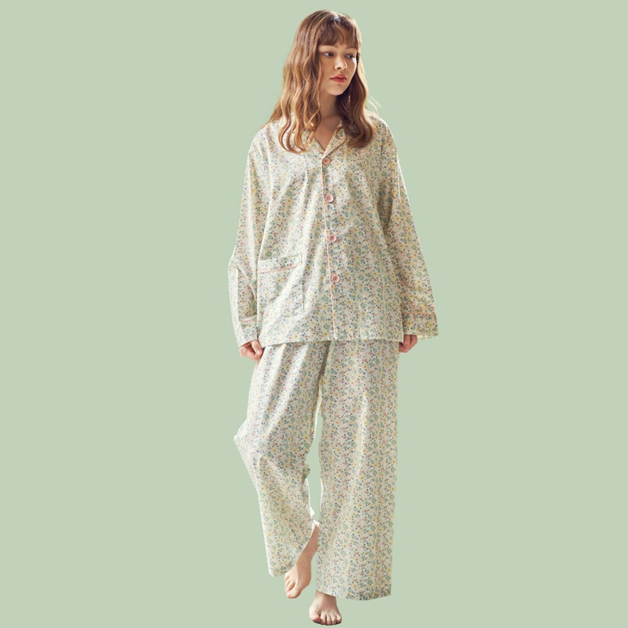 캐리마켓 -  [이루시다] 데일리 플라워 긴팔 세트 여성 잠옷
