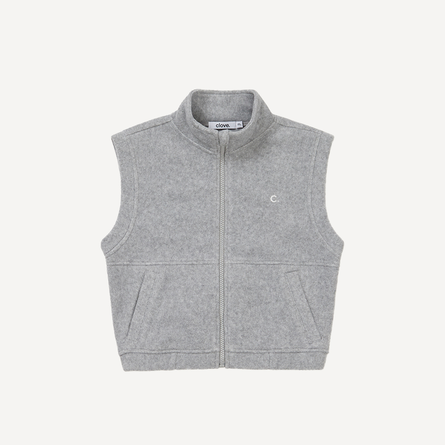 캐리마켓 -  [클로브] Fleece Zip-Up Vest Kids Melange Grey