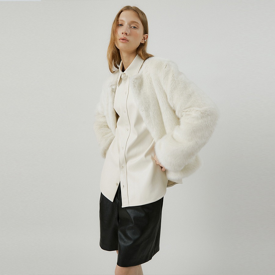 캐리마켓 -  [몰리올리] DELMA daily easy fur jacket [white]