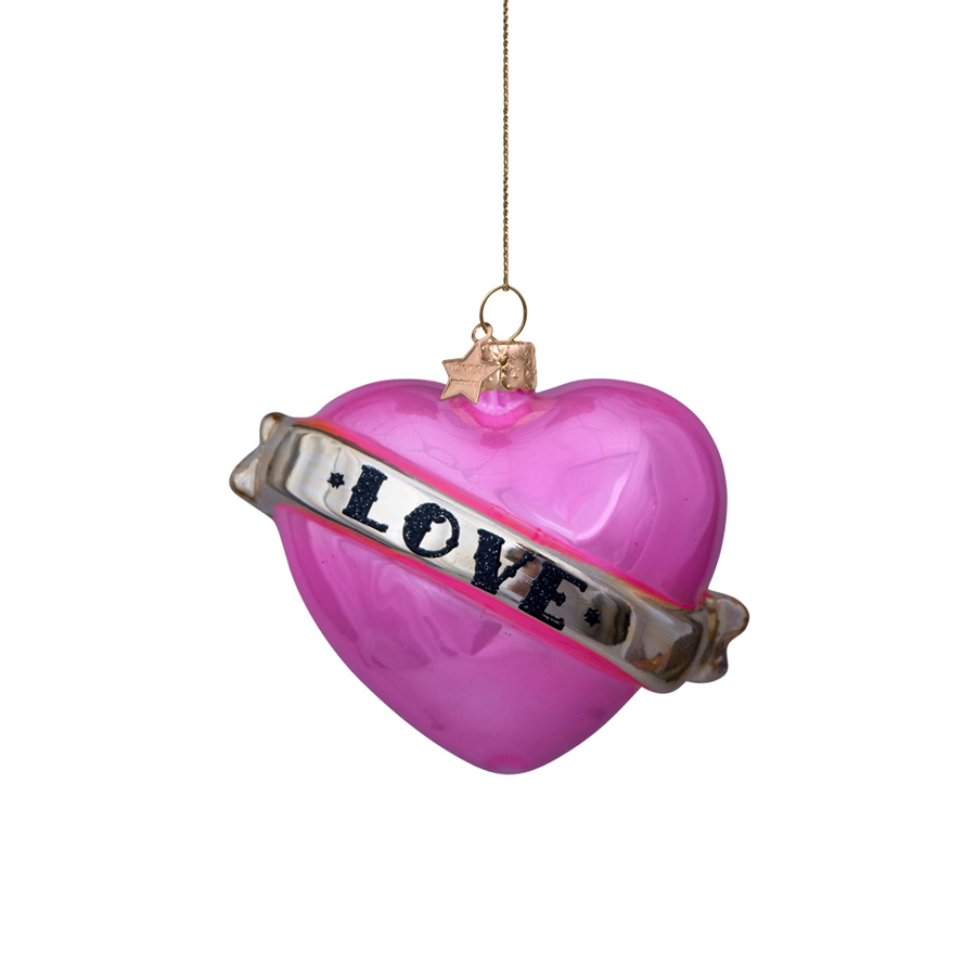 캐리마켓 -  [본델스] Ornament glass pink opal heart w/text love H8.5cm