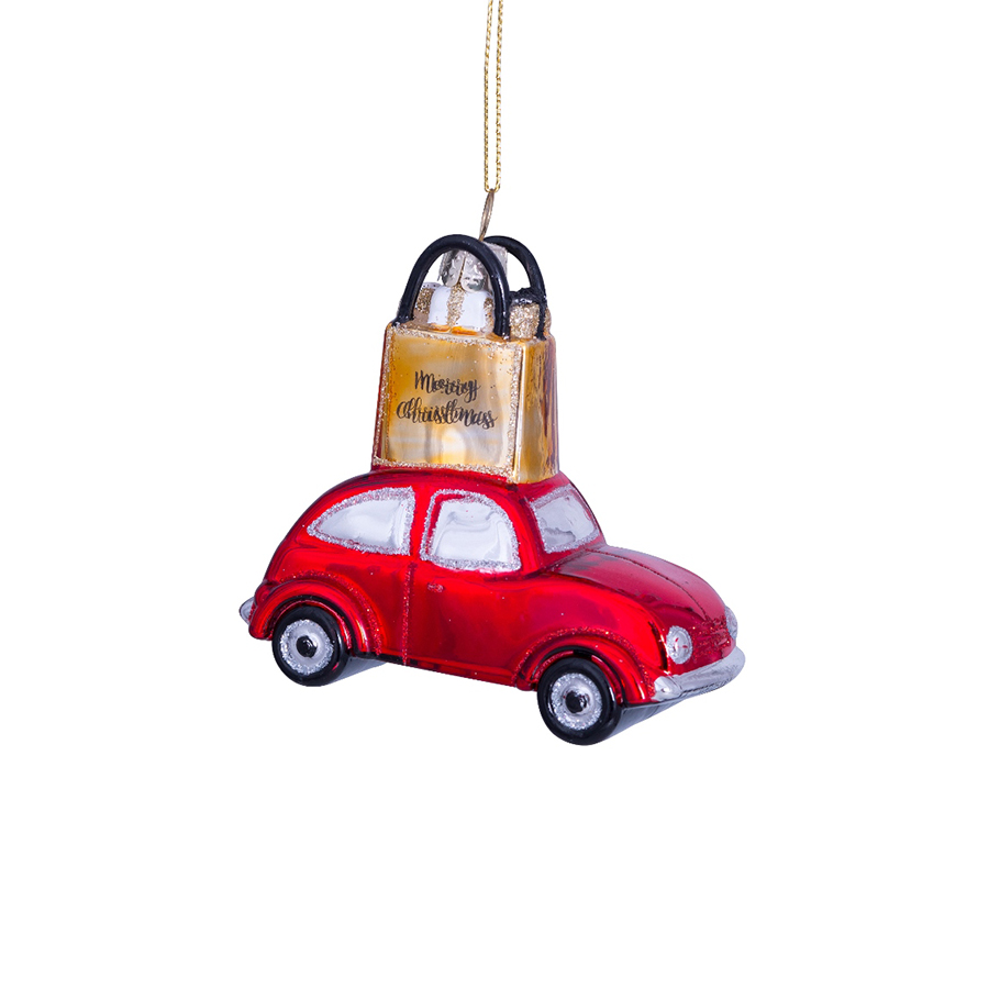 캐리마켓 -  [본델스] Ornament glass red car w/gold shoppingbag H9cm