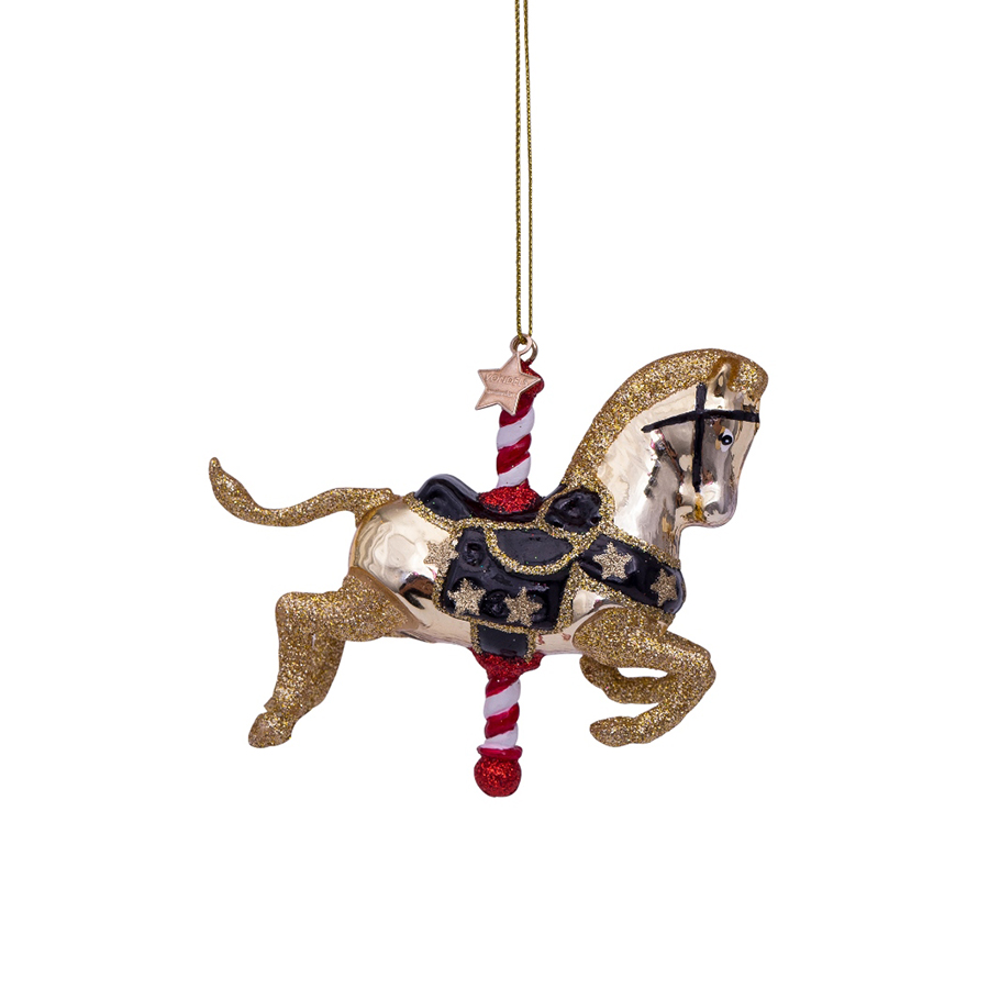 캐리마켓 -  [본델스] Ornament glass shiny gold carousel horse H9cm