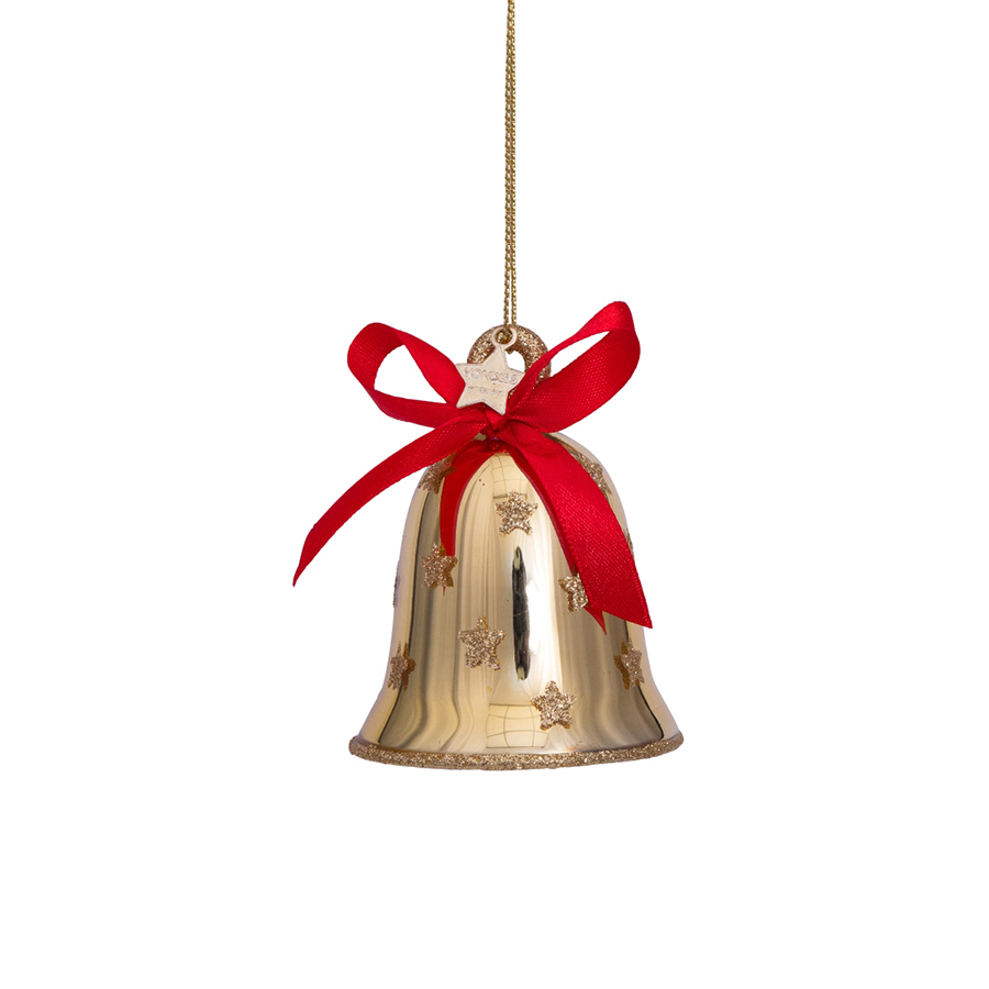 캐리마켓 -  [본델스] Ornament glass shiny gold bell w/red bow H8cm