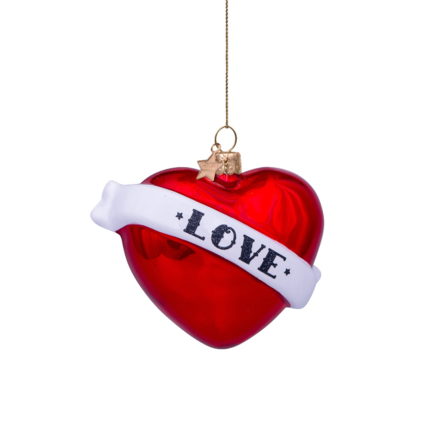 캐리마켓 -  [본델스] Ornament glass red pearl heart w/text love H8.5cm