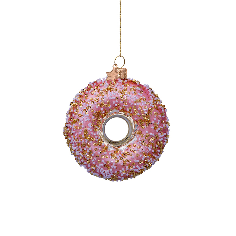 캐리마켓 -  [본델스] Ornament glass gold/pink donut w/decoration H11cm