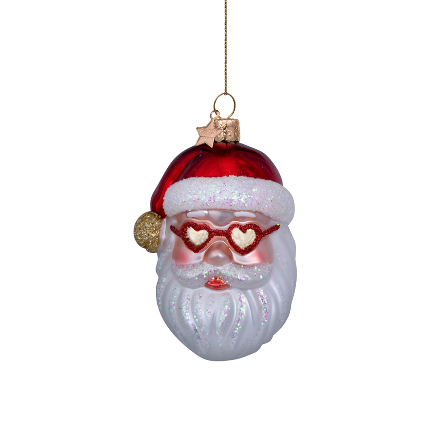 캐리마켓 -  [본델스] Ornament glass red santa w/heart glasses H10cm