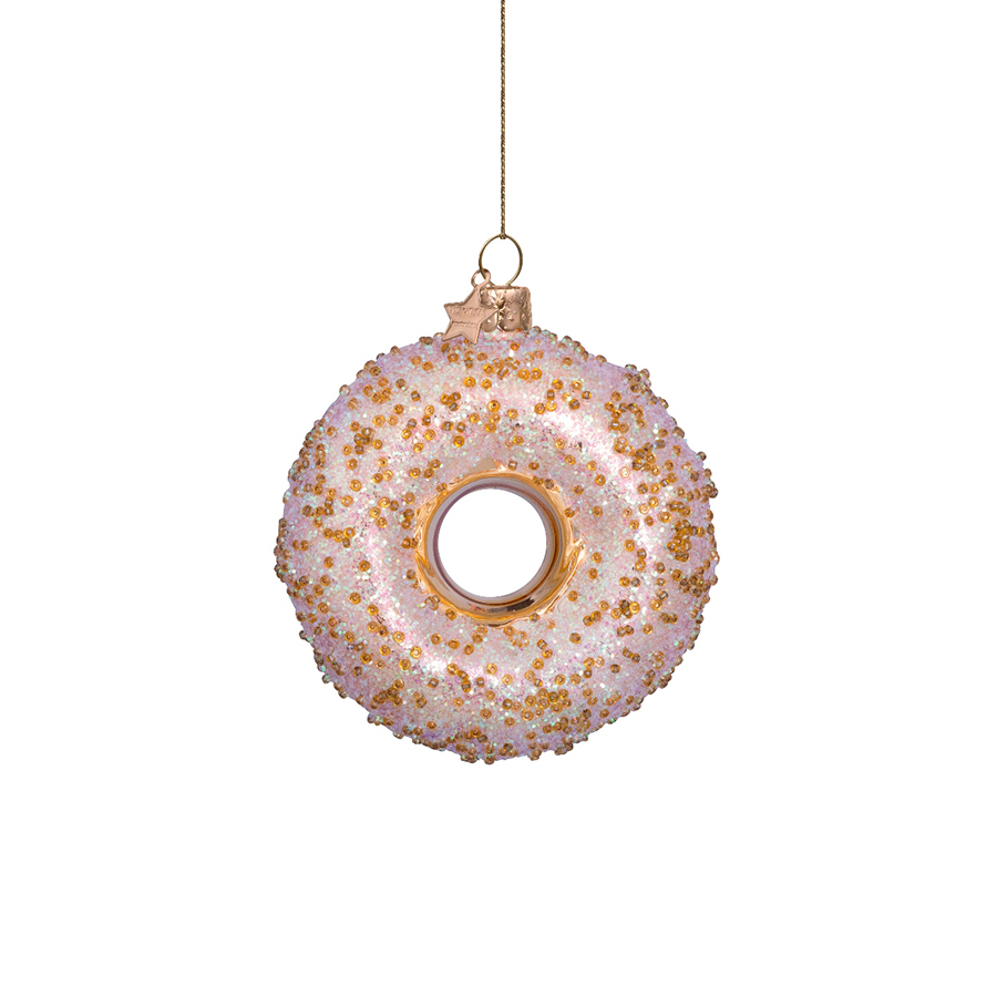 캐리마켓 -  [본델스] Ornament glass gold donut w/gold glitter and sequins H10cm